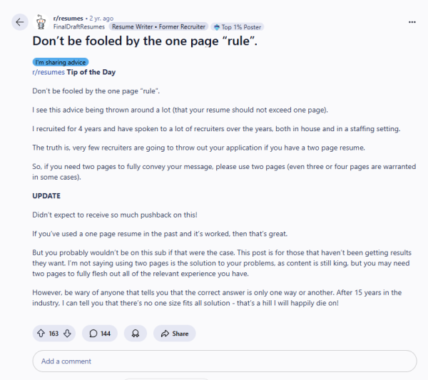 One Page Resume Myth - Blog - JobStars USA