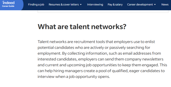 Talent Networks Screenshot - Blog - JobStars USA