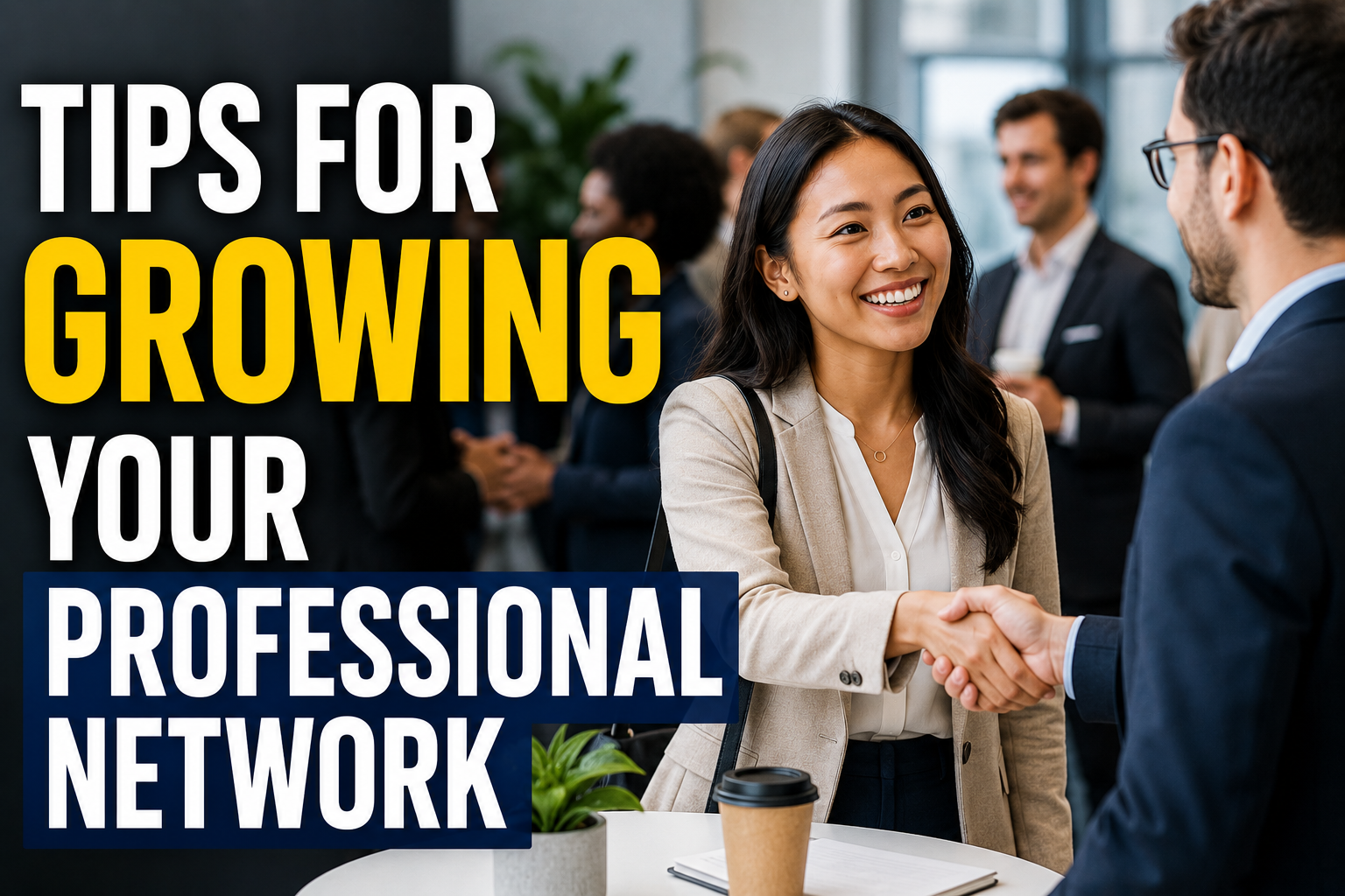 Thumbnail image showing professionals networking at an event, with the title “Tips for Growing Your Professional Network” displayed in bold text.