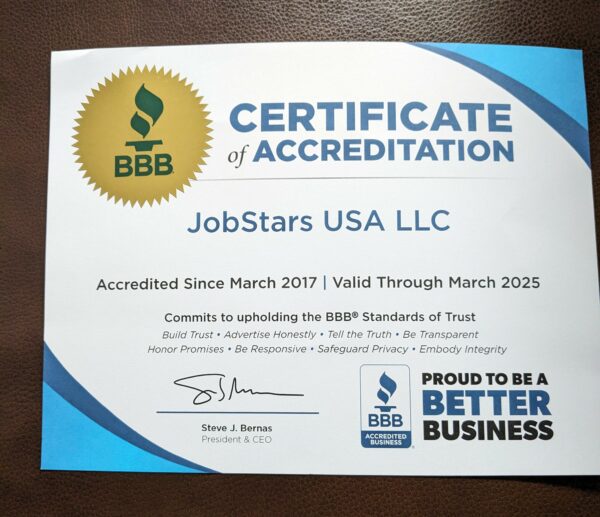 BBB Certificate of Accreditation