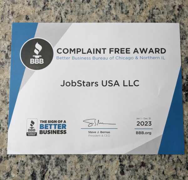 BBB Complaint Free Award 2023 - Blog - JobStars USA