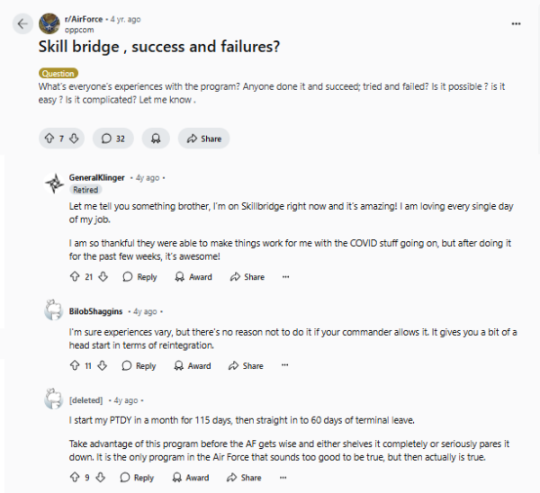 SkillBridge Reddit Discussion - Blog - JobStars USA