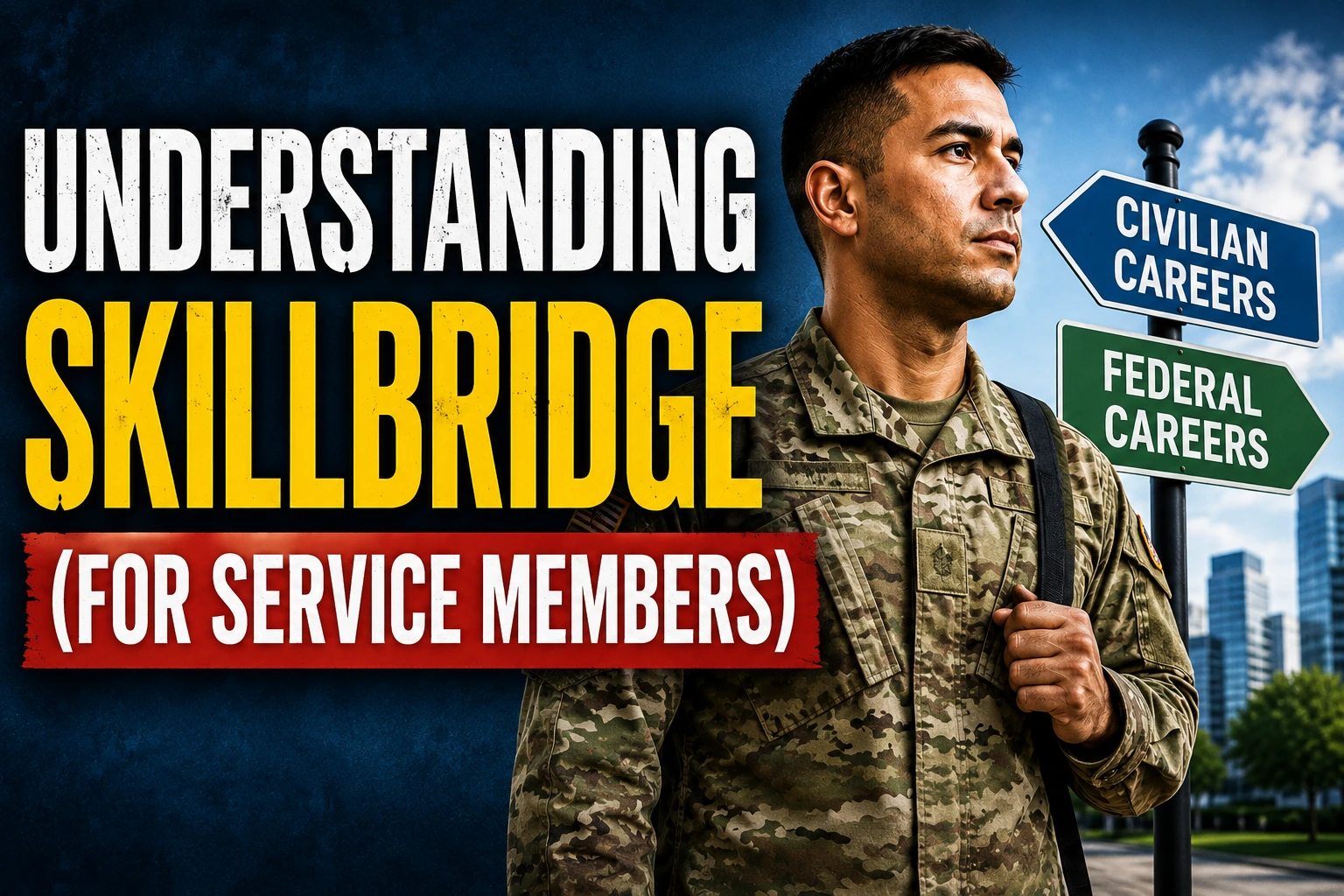Military service member exploring SkillBridge opportunities and career transition options, including civilian and federal careers after military service.