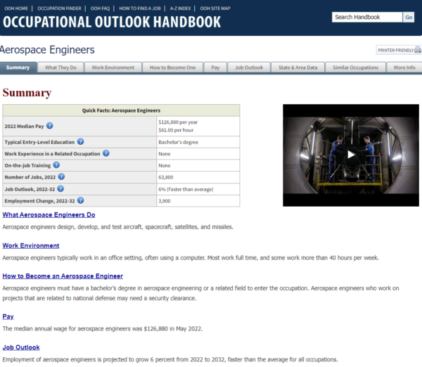 Occupational Outlook Handbook Screenshot - Blog - JobStars USA