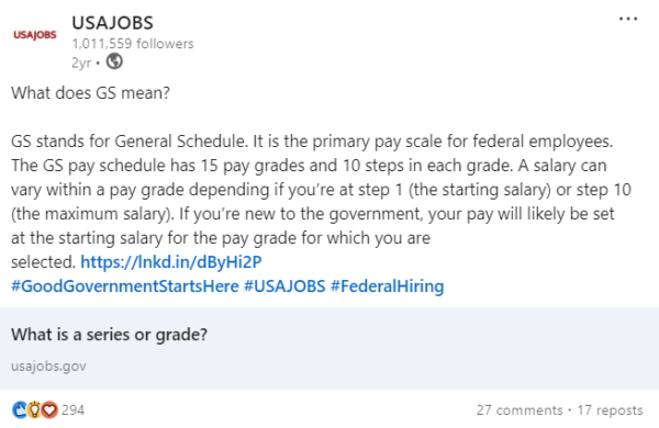 USAJOBS GS Level Post - Blog - JobStars USA