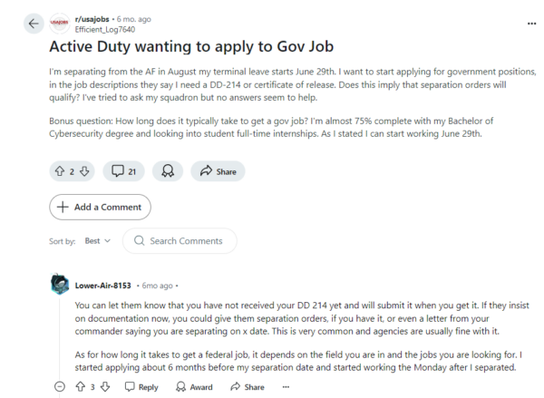 Military Service to Government Reddit - Blog - JobStars USA