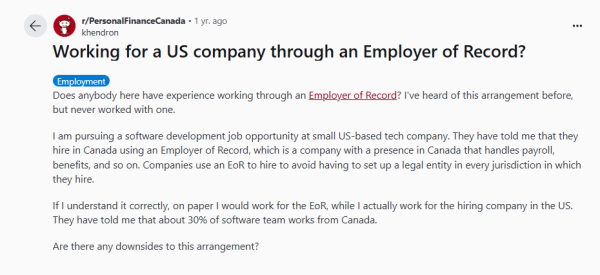 Employer of Record Discussion on Reddit - Blog - JobStars USA