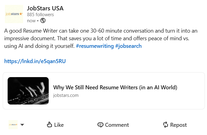 Resume Writers AI LinkedIn - Job Seekers Blog - JobStars USA